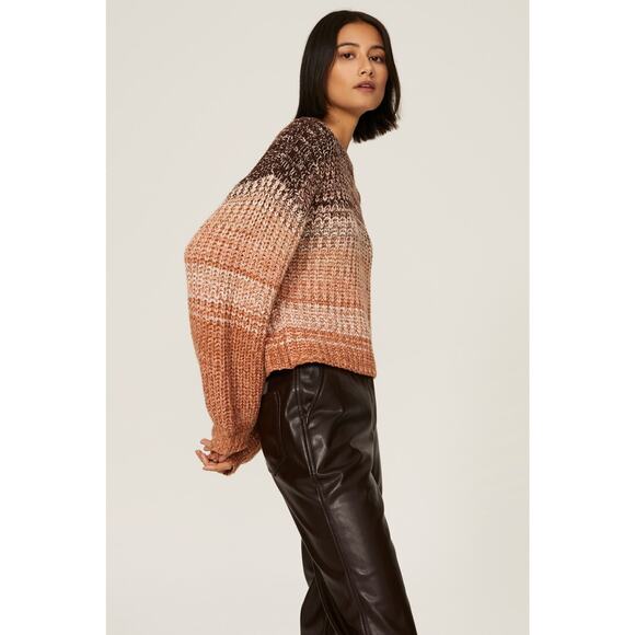 525 America x Revolve Chunky Marled Stripe Knit Sweater Bishop Sleeve XL Cozy - Picture 3 of 14